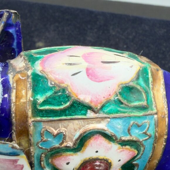 Vintage Hand Painted Meenakari Elephant Figurine With Beaded Accents 4"x3" - Picture 16 of 16